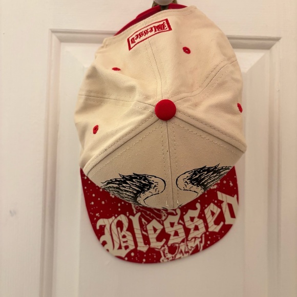 Blessed Top Level OS Hat Baseball Cap Cross Rhinestones Wings - Picture 2 of 7